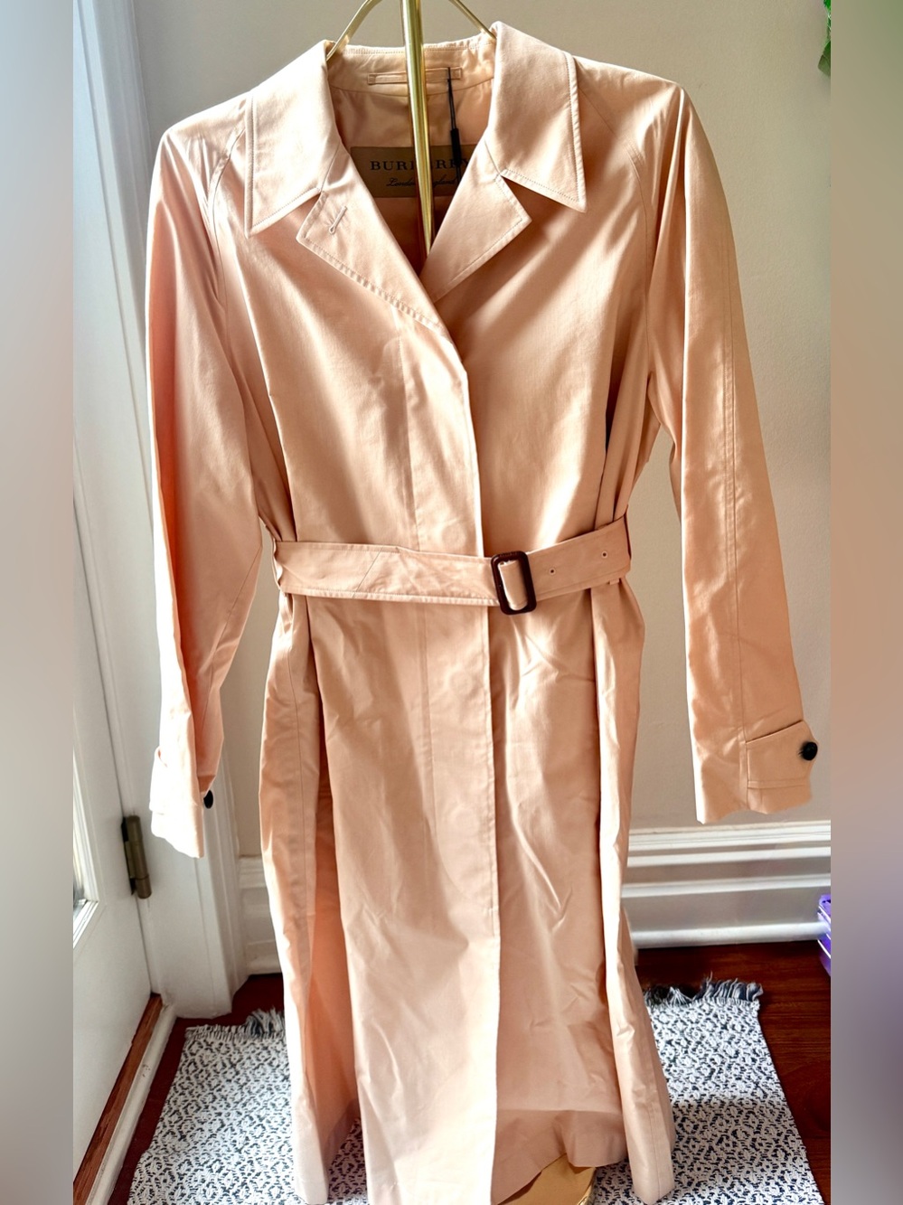 Burberry Chalk Pink Trench Coat with Belted Waist